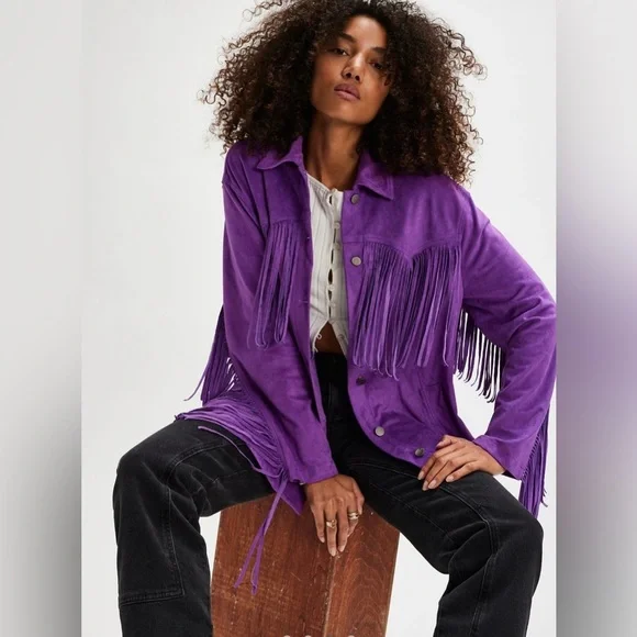 We The Free Purple Fringe Jacket - Picture 3 of 8